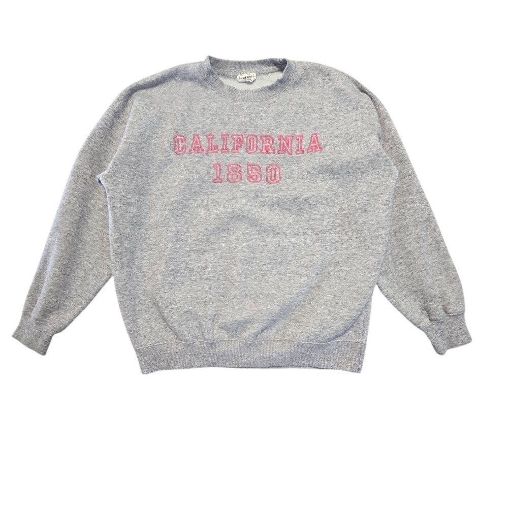 Reflex California 1850 Gray Sweatshirt Womens M Pink Embroidered Casual Lounger‎